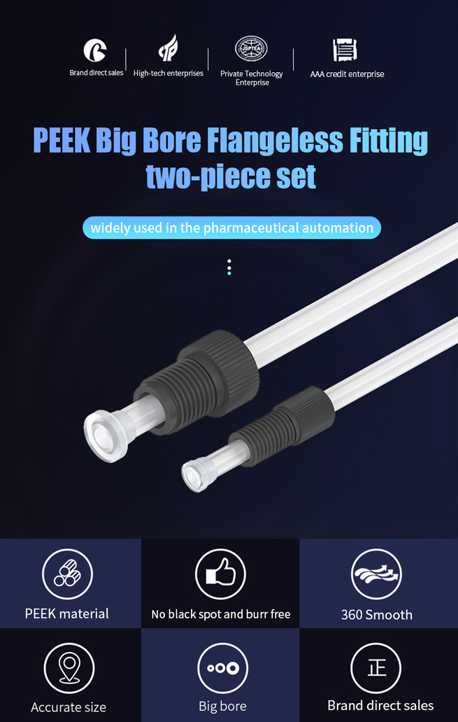 Peek Big Bore Flangeless Fitting- Two-piece Set